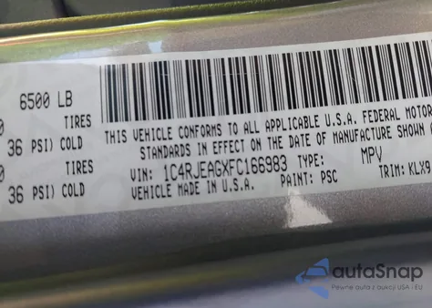 2015 Jeep Grand Cherokee Altitude из США, поврежденный, VIN 1C4RJEAGXFC166983